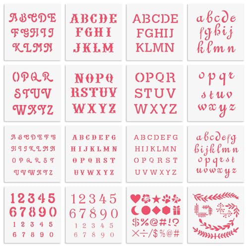 6x6in Alphabet Letter & Number Cookie Stencils for Royal Icing & Sugar Cookie Decoration (16 Count)