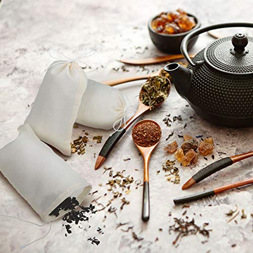 50 Pcs Cheese Cloth Tea Bags 4 x 6 Inch for Straining Reusable Tea Filter Loose Empty Soup Spice Bags for Cooking Cold Brew Coffee Muslin Strainer