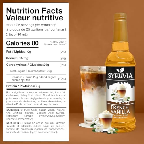 Coffee Syrup French Vanilla Flavored Syrup for Drinks (25.4 Fl Oz)