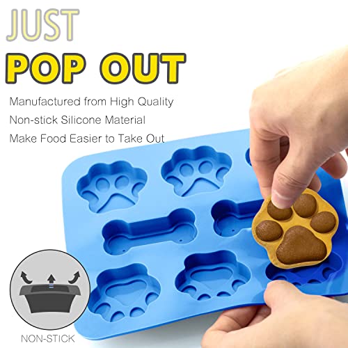 2 Pack Silicone Molds with Puppy Dog Paw and Bone Shaped 2 in 1