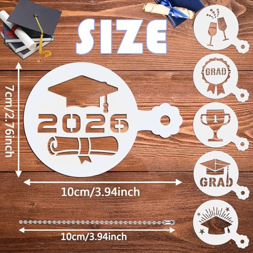 Graduation Cookie Stencils 36 Pcs Class of 2026 Reusable Templates