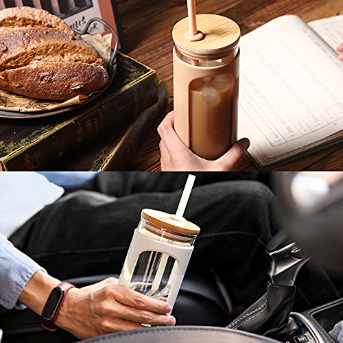 20oz Glass Water Tumbler with Straw and Lid