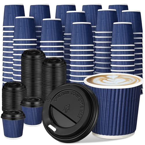 100 Set 4oz Disposable Espresso Coffee Cups with Lids