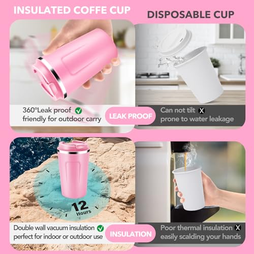 12 oz Double Wall Insulated Vacuum Travel Coffee Mug with Flip Lid Bulk 8 Pack (8 Count)