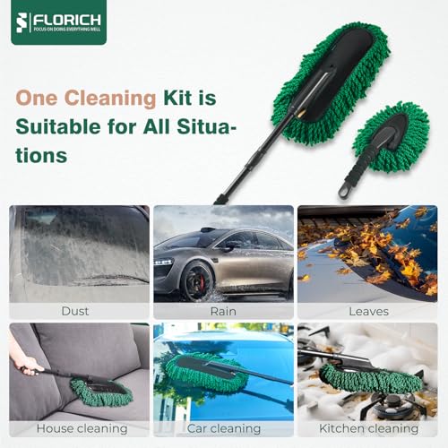 Microfiber Car Duster Large Extendable Car Duster Exterior Scratch Free for Cars RV Truck Bike