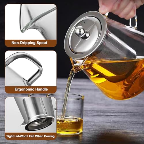 Glass Teapot Tea Pot with Removable Infusers for Loose Tea