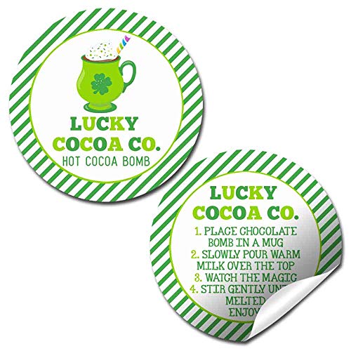 Lucky Cocoa Co. Festive Mug Themed St. Patrick's Day Hot Cocoa Bomb Packaging Sticker Labels