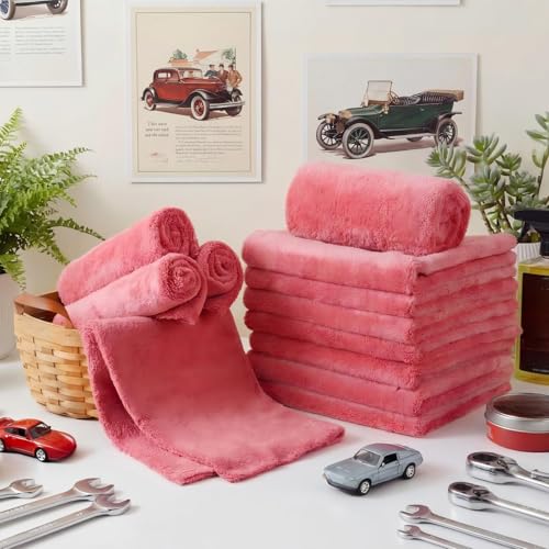 30 Pcs 16 x 16 Inch Edgeless Microfiber Plush Towels for Cars Detailing Drying Wash Polishing Absorbent Cleaning Cloths (30 Count)