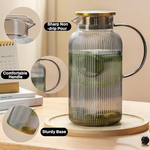 2 PACK Glass Pitcher with Lid (2 Count)