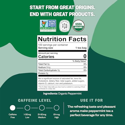 Organic Peppermint Tea (100 Count)