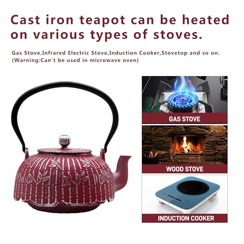 SECHUDO 40.6oz Red Tea Pot