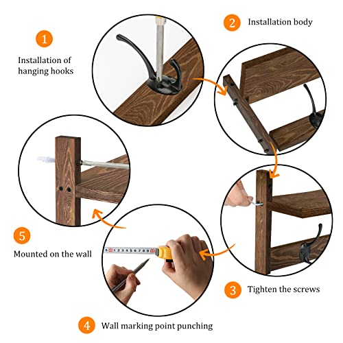 Wall Mounted Coat Rack with Adjustable Easy Install