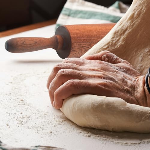 Classic Sapele Wooden Rolling Pin With Handles Large17.3"L x 2.3"W
