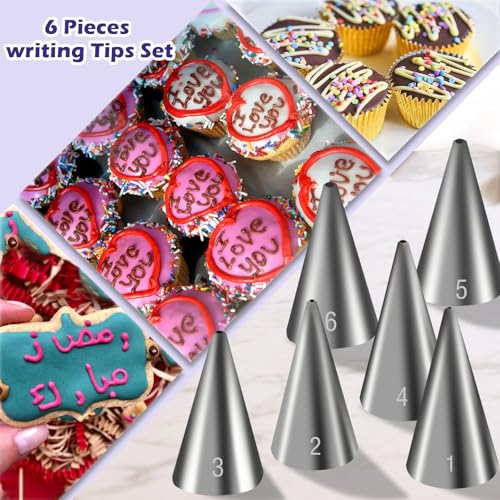 6 Pieces Round Stainless Steel Piping Tips Set (6 Count)
