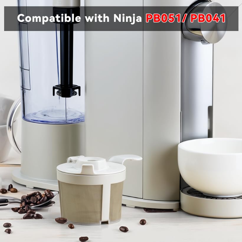 2 PCS Durable White Permanent Coffee Filter for Ninja PB051 PB040 PB041ST (2 Count)