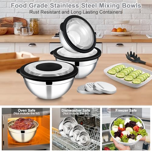 Mixing Bowls with Lids and Graters (3 Count)