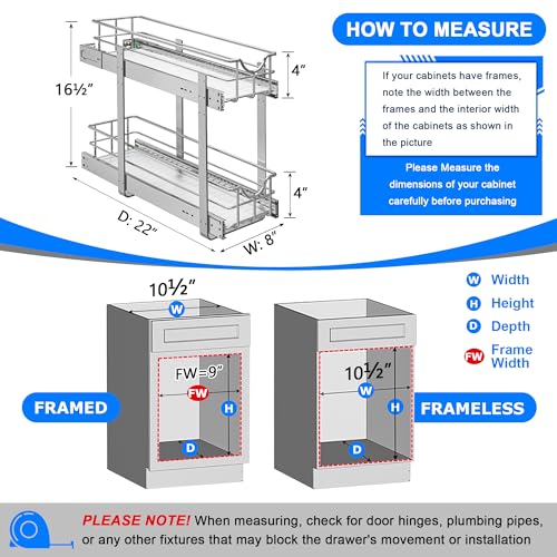 2 Tier Kitchen Cabinet Pullout Shelf and Drawer Organizer
