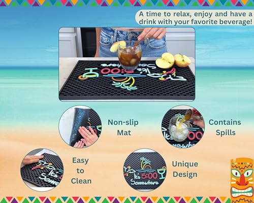 It's 5 00 Somewhere Silicone Tiki Bar Sign Mat 18x12 in
