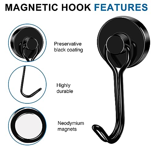 Magnetic Hooks Magnet Hook for Cruise Cabins Fridge 40LBS 6Pack (6 Count)
