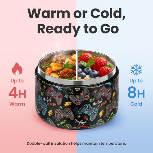 12oz Insulated Vacuum Food Jar with Buckle Lid Wide Mouth Soup Thermo for Hot Food Kids Leakproof Stainless Steel Lunch Container