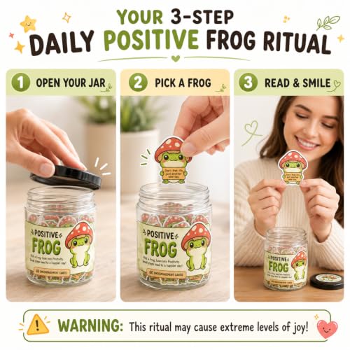 Positive Frog Jar with 60 Affirmation Cards