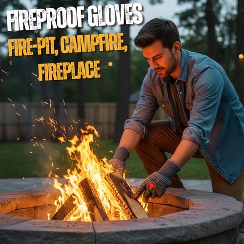 Grill Gloves Heat Proof for Men Grilling BBQ Heat Resistant Gloves (2 Count)