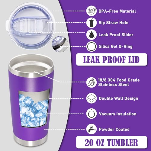 20oz Tumbler Insulated Coffee Tumblers with Lid Stainless Steel Purple 12P (12 Count)