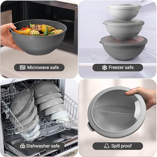 12 Piece Plastic Nesting Mixing Bowls with Lids