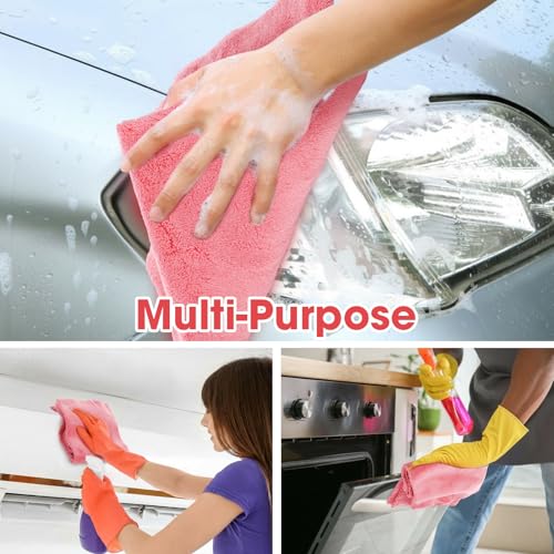 30 Pcs 16 x 16 Inch Edgeless Microfiber Plush Towels for Cars Detailing Drying Wash Polishing Absorbent Cleaning Cloths (30 Count)