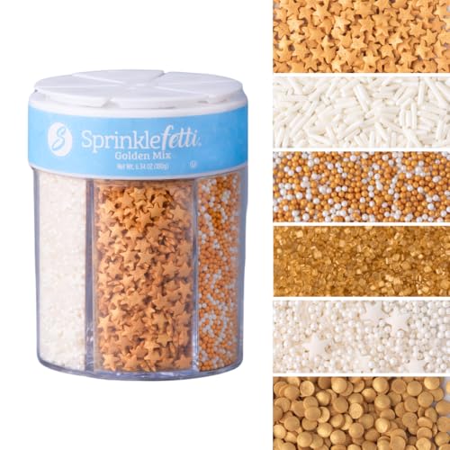Sprinkles 6 Cell Edible Sprinkle Mix Jimmies Perfect for Cake Decorations Baking Ice Cream Cookies Cupcake Topper (6.45 Ounce)