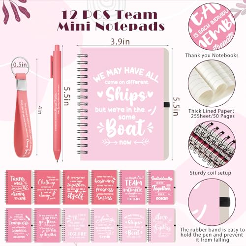 12 Set 48 Pcs Team Appreciation Gift Set Inspirational Employee Appreciation Gift Bulk 16 oz Coffee Cups with Team Notebook Pen Keychains for Staff Teacher (12 Count)
