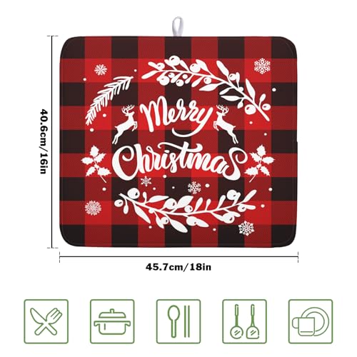 Merry Christmas Dish Drying Mat for Kitchen Counter