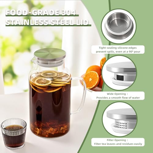 1 Gallon 3.8L Thickened Glass Pitcher with Lid and Spout