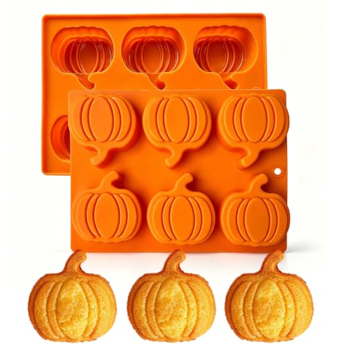 2PCS Pumpkin Cake Pan Fall Silicone Molds Mold Pumpkin Cake Mold (2 Count)