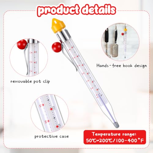 3 Pcs Candy Thermometer with Pot Clip 8" (3 Count)