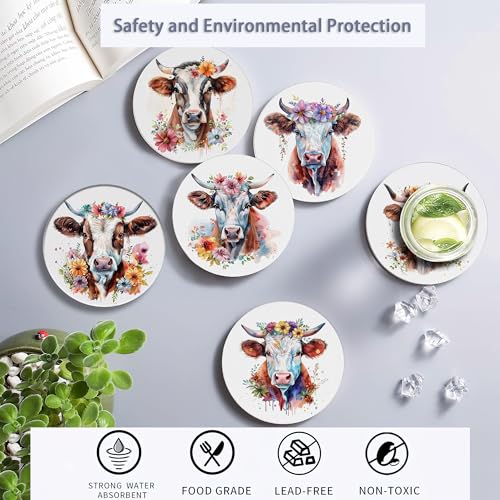 6 Pcs Coasters for Drinks with Holder