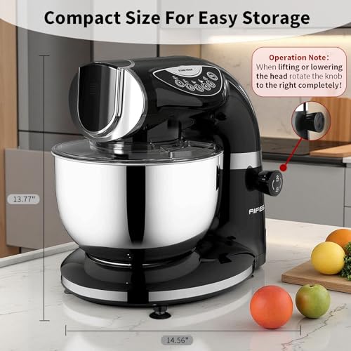 Stand Mixer 8.5QT+ 6QT Two Stainless Steel Bowls Electric Food Mixer Black