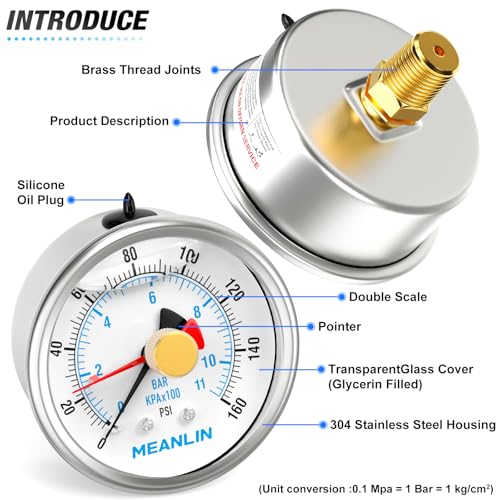 0~160Psi Stainless Steel 1