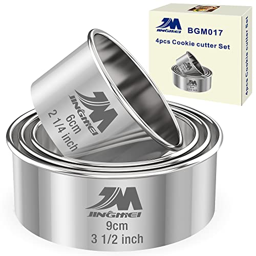 M JNGMEI 4 Pieces Stainless Steel Cookie Cutter Set 2.25inch