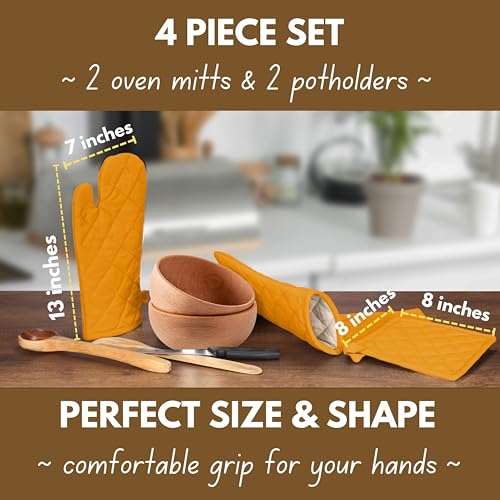 4 Piece Set 2 Oven Mitts & 2 Potholders (4 Count)