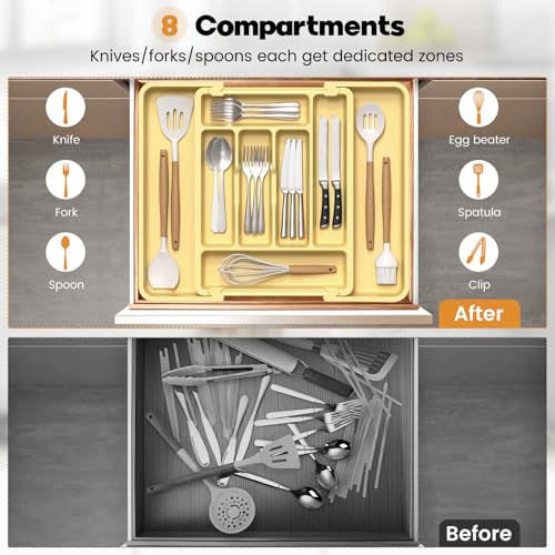 Large Silverware Organizer for Kitchen Drawer & Utensils