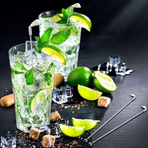 20 Pcs Metal Golf Cocktail Stirrers Swizzle Stir Sticks 7.87 Inch Reusable Drink Stirrer Sticks Party Decorations Golf Party Clubhouse and Outing Decorations (20 Count)