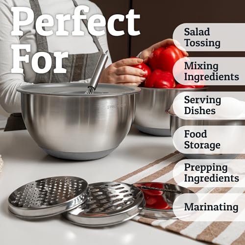 Stainless Steel Mixing Bowls with Lids Set (5 Count)