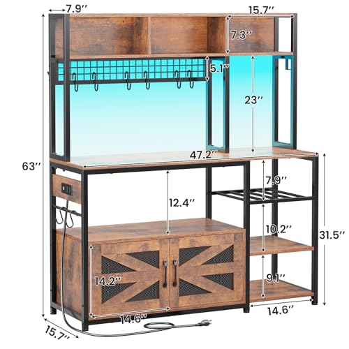 47.2 Inch Bakers Rack with Power Outlet