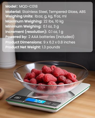 Food Scale 22lb Digital Kitchen Scale for Cooking Baking