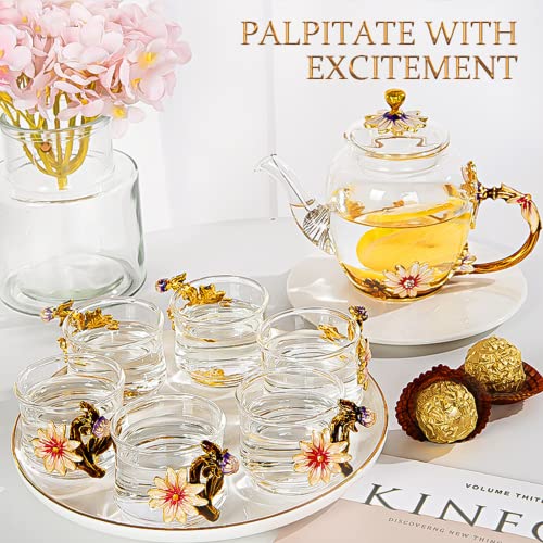 xixi home Floral Glass Tea Set for Women