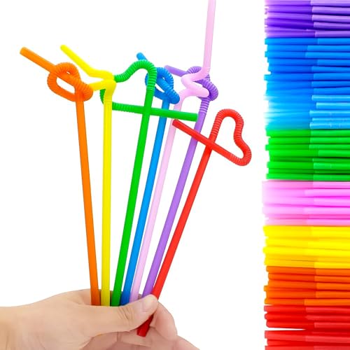 300pcs 10.3 Inches Disposable Flexible Bendy Drinking Straws Plastic Straws (300 Count)