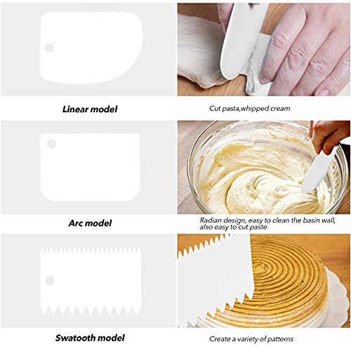 Stainless Steel Icing Spatulas Angled Cake Spatulas with 3 Cake Smoother Scrapers (6 Count)