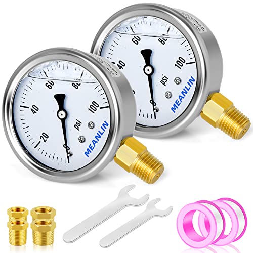 2pcs 0~100Psi Stainless Steel 1 (2 Count)