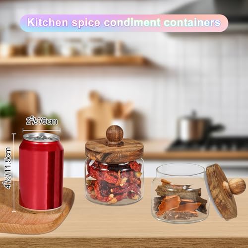 Glass Spice Jar Coffee Sugar Container Airtight Glass Jar Food Storage Canisters Bottle for Kitchen Seasoning Tea Herb Overnight Oats Bar Parfait Snacks